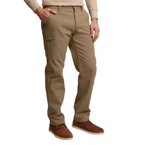 NEW Weatherproof Men's 36x34 Brown Fleece Lined Canvas Utility Pants Relaxed Fit